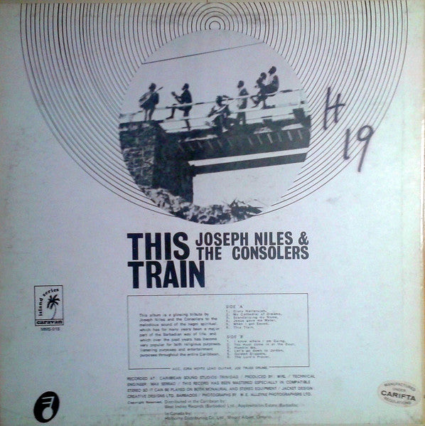 Image of Back Cover of LP - VG+/VG+ - JOSEPH NILES AND THE CONSOLERS, This Train (Caravan; MMS-018, Barbados 1970s, Pasteback Sleeve), ,  - 2446246S