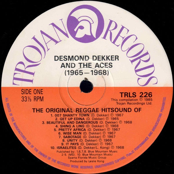 Image of Label Cover of LP - VG/G+ - DESMOND DEKKER & THE ACES, The Original Reggae Hitsound Of Desmond Dekker And The Aces (Trojan Records; TRLS 226, UK 1985), Light marks only - plays well.,  - 2416581C