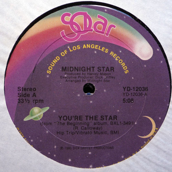 Image of Front Cover of 12" - VG/VG - MIDNIGHT STAR, You're The Star / Two In Love (Solar; YD-12036, US 1980, Company Sleeve), ,  - 2446254S