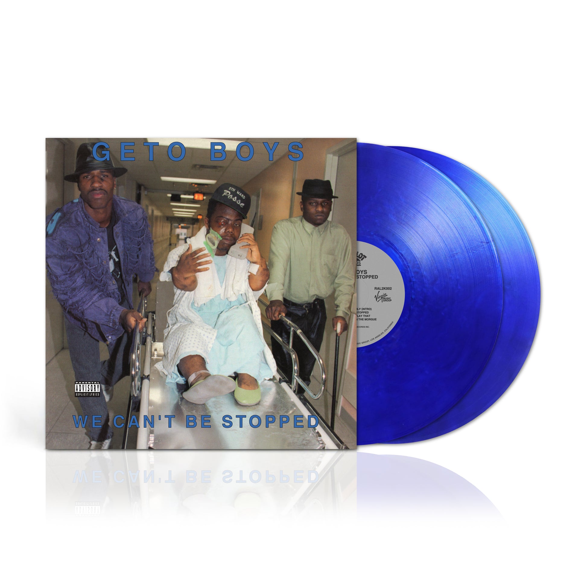 Image of Back Cover of LP - NEW/NEW - GETO BOYS, We Can't Be Stopped (35th Anniversary Edition) (Rap-A-Lot; RAL2K002INLP, UK 2026 Reissue, Metallic Blue Coloured Vinyl), , The Geto Boys' 1991 breakthrough 'We Can't Be Stopped' returns to vinyl for its 35th anniversary, newly remastered. Certified platinum by the RIAA, it includes "Mind Playing tricks no Me", with restored artwork and upgraded audio. - 944733C