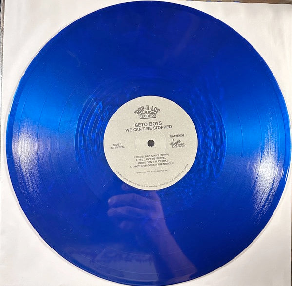 Image of Label Cover of 2xLP - NEW/NEW - GETO BOYS, We Can't Be Stopped (35th Anniversary Edition) (Rap-A-Lot; RAL2K002INLP, UK 2026 Reissue, Metallic Blue Coloured Vinyl), , The Geto Boys' 1991 breakthrough 'We Can't Be Stopped' returns to vinyl for its 35th anniversary, newly remastered. Certified platinum by the RIAA, it includes "Mind Playing tricks no Me", with restored artwork and upgraded audio. - 2836089E