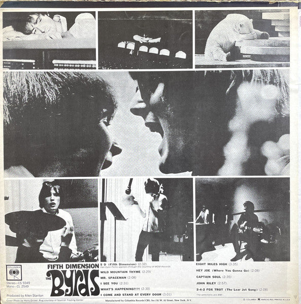 Image of Back Cover of LP - VG+/VG+ - THE BYRDS, Fifth Dimension (Columbia; CS 9349, US 1971 Reissue, Pasteback Sleeve, "heart" symbol instead of "1" on lower back cover), Still in opened shrinkwrap,  - 2446178S
