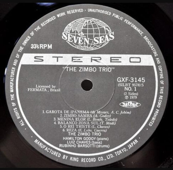 Image of Label Cover of LP - VG+/VG - ZIMBO TRIO, The Zimbo Trio (Seven Seas ; GXF 3145, Japan 1979), Without Obi, light marks only on vinyl.,  - 2446277S