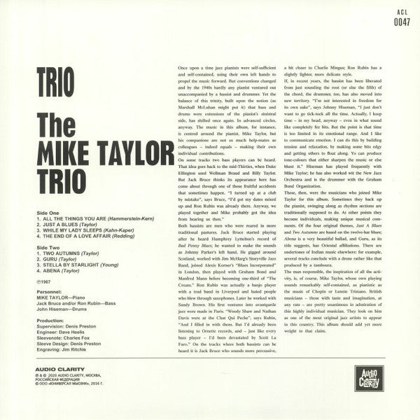 Image of Back Cover of LP - VG+/VG+ - THE MIKE TAYLOR TRIO, Trio (Audio Clarity; ACL0047, Russia 2020, Unofficial), ,  - 2526123E