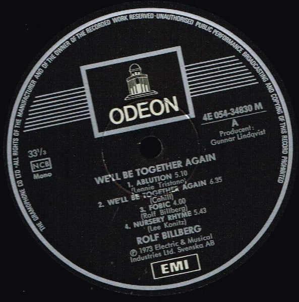 Image of Label Cover of LP - VG/VG - ROLF BILLBERG, We'll Be Together Again (Odeon; E 054-34830, Sweden 1973), Light marks only.,  - 2446284S