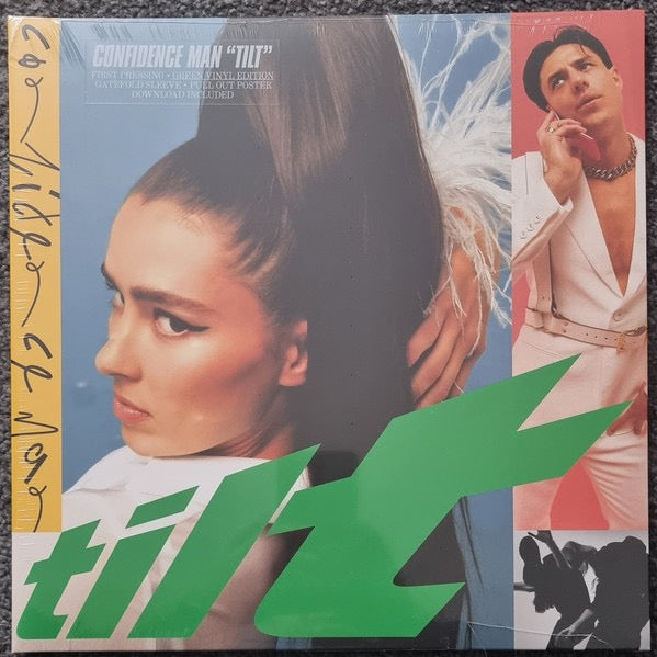 Image of Front Cover of LP - EX/VG+ - CONFIDENCE MAN, Tilt (Heavenly; HVNLP200G, Europe 2022, Gatefold, Inner, Poster, Green Vinyl), Still In Opened Shrinkwrap With Hype Sticker,  - 2516016C