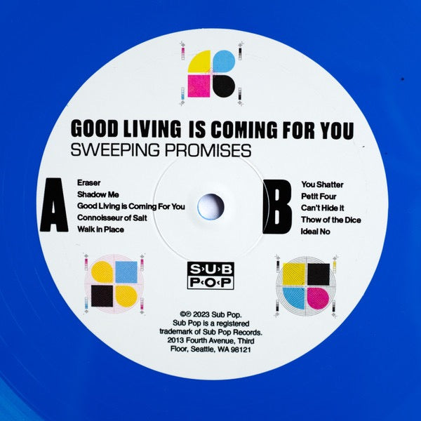 Image of Label Cover of LP - EX/VG - SWEEPING PROMISES, Good Living Is Coming For You (Sub Pop; SP 1476, Europe 2023, Inner, Loser Edition, Ocean Blue Vinyl), Still In Opened Shrinkwrap With Hype Sticker,  - 2516017C