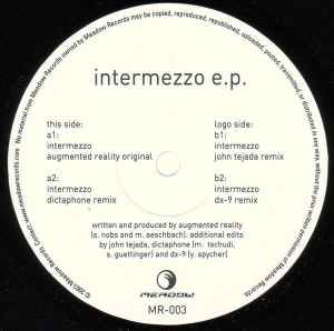 Image of Front Cover of 12" EP - /G+ - AUGMENTED REALITY, Intermezzo EP (Meadow Records; MR-003, Switzerland 2003), Lots of hairline scratches across both sides, causing some surface noise noticeable at quieter moments. No skips or pops, strong G+,  - 2546038S