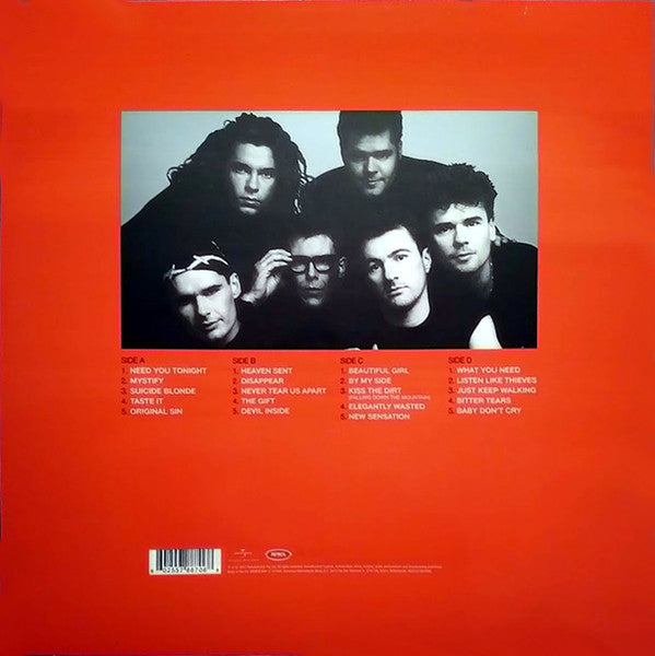Image of Back Cover of 2xLP - EX/EX - INXS, The Very Best (Petrol; 0602557887068, Europe 2019 Reissue, 2 Inners, Red Vinyl), Opened Instore, Still In Stickered Shrinkwrap,  - 2546019S