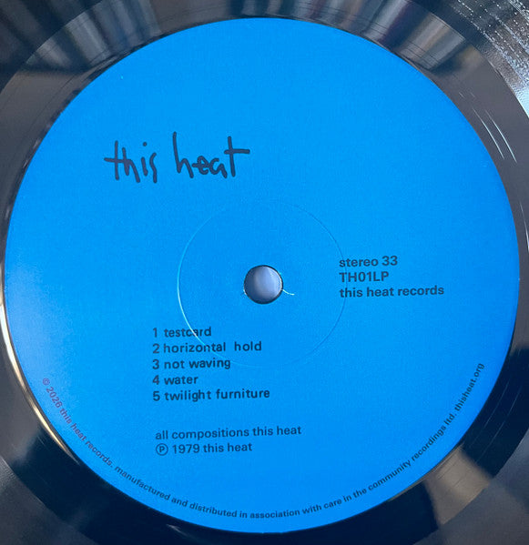 Image of Label Cover of LP - NEW/NEW - THIS HEAT, This Heat (This Heat Records; TH01LP, Europe 2026 Reissue), , Having recently passed the 50 year anniversary of their first gig, and the recording of material that appears on their debut album, the group s surviving members Charles Bullen and Charles Hayward, true to their DIY roots, have set up an imprint to release their recordings for their growing fan base that is increasingly recognising their influential place in music history.  - 3356019S