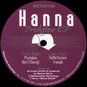 Image of Front Cover of 12" - /G+ - HANNA, Freshglow EP (Metamorphic Recordings; MET0H190, US 1998), Strong G+, many light clouds and surface marks, plays VG.,  - 2546049S