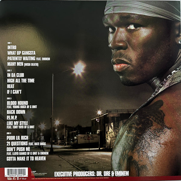 Image of Back Cover of 2xLP - EX/EX - 50 CENT, Get Rich Or Die Tryin' (Shady Records; 00606949354411, Worldwide 2014 Reissue, Insert), Opened Instore, Still In Shrinkwrap,  - 2546029S