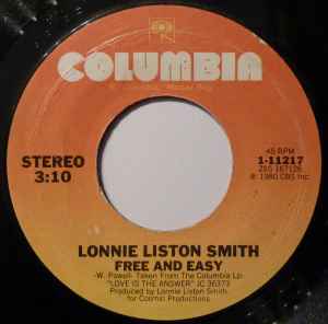 Image of Back Cover of 7" - /VG - LONNIE LISTON SMITH, Give Peace A Chance (Make Love Not War) / Free And Easy (Columbia; 1-11217, US 1980), Some light marks. Plays well.,  - 2526074E