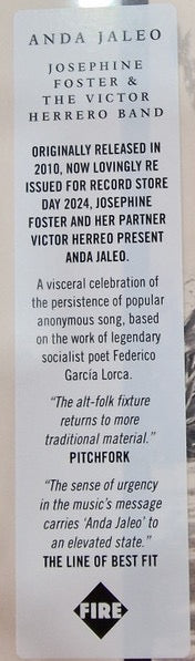 Image of Label Cover of LP - EX/VG+ - JOSEPHINE FOSTER, THE VICTOR HERRERO BAND, Anda Jaleo (Fire Records; FIRELP150, Europe 2024 Reissue, Insert), Still In Opened Shrinkwrap With Hype Sticker,  - 2516126C