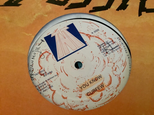 Image of Front Cover of 12" - VG/VG+ - CURFEW, You Know / Jah Love (T.N.T Street Beat; TNT 003, UK 1980s, Reggae Disco 45 Sleeve, Red Vinyl), ,  - 2516159C