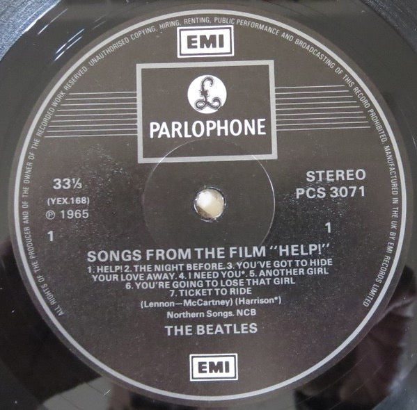 Image of Label Cover of LP - VG+/VG+ - THE BEATLES, Help! (Parlophone Silver/Black, 2 Boxed EMI Logos; PCS 3071, UK 1985 Reissue, All Rights Rim), ,  - 2516129C