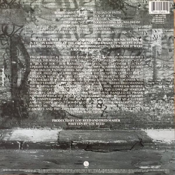 Image of Back Cover of LP - VG+/VG+ - LOU REED, New York (Sire; 925 829-1, Europe 1989, Inner & Insert), ,  - 2526054E