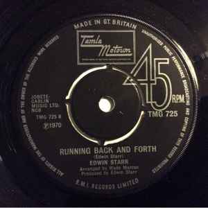 Image of Back Cover of 7" - G+/G+ - EDWIN STARR, Time / Running Back And Forth (Tamla Motown; TMG 725, UK 1970, Company Sleeve, 4 prong centre), Marks on vinyl. Plays above grade. Wear to company sleeve.,  - 2526157E