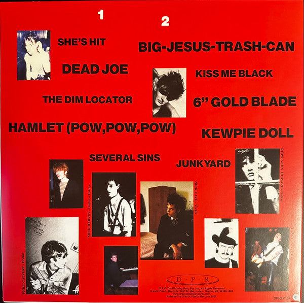 Image of Back Cover of LP - EX/EX - THE BIRTHDAY PARTY, Junkyard (Drastic Plastic Records ; DPRLP134, US 2022 Reissue, Inner, Purple & Blue Splatter Vinyl), Still In Stickered Shrinkwrap,  - 2526220E