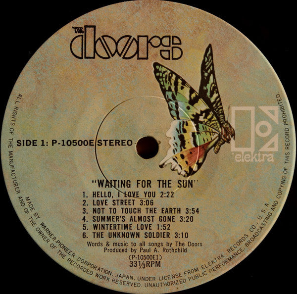 Image of Label Cover of LP - VG/EX - THE DOORS, Waiting For The Sun (Elektra ; P-10500E, Japan 1978 Reissue, Gatefold, Insert, No Obi), Slight Stain And Ring Wear To Sleeve,  - 2526211E
