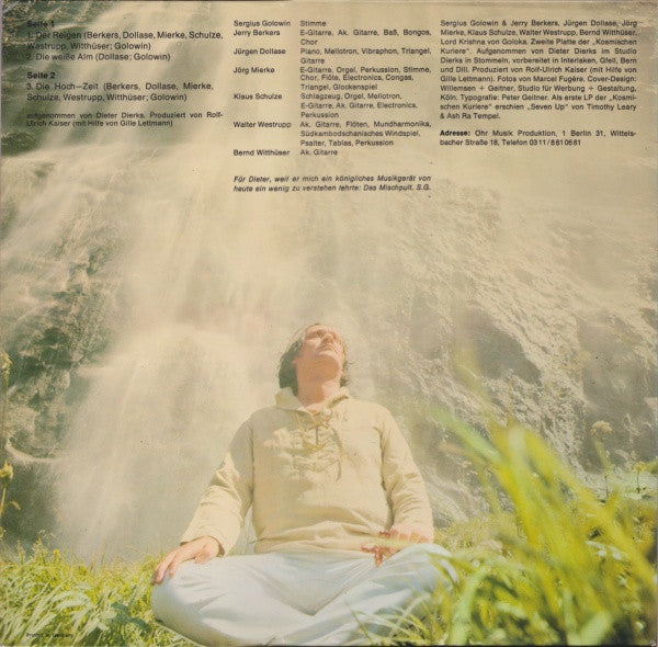 Image of Back Cover of LP - VG+/VG+ - SERGIUS GOLOWIN, Lord Krishna Von Goloka (Die Kosmischen Kuriere ; KK 58002, Germany 1973, Laminated Gatefold Sleeve), Very Strong VG+, Edge Wear,  - 2526209E