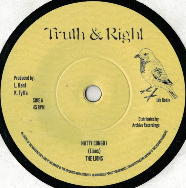 Image of Front Cover of 7" - /EX - THE LIONS, Natty Congo I (Truth & Right; none, UK 2018 Reissue), ,  - 2556073S