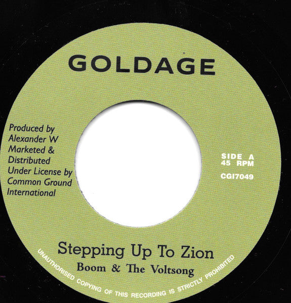 Image of Front Cover of 7" - /EX - BOOM & THE VOLTSONG, Stepping Up To Zion (Goldage; CGI7049, UK 2023 Reissue), ,  - 2556075S