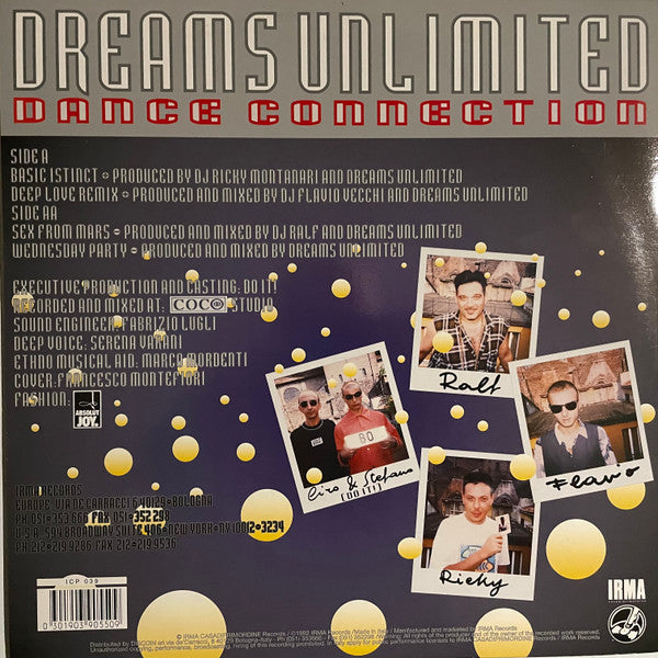 Image of Back Cover of 12" - VG/G+ - DREAMS UNLIMITED, Deep In You (1992 Remix) (Irma CasaDiPrimordine; ICP 039, Italy 1992, Picture Sleeve), ,  - 2546130S