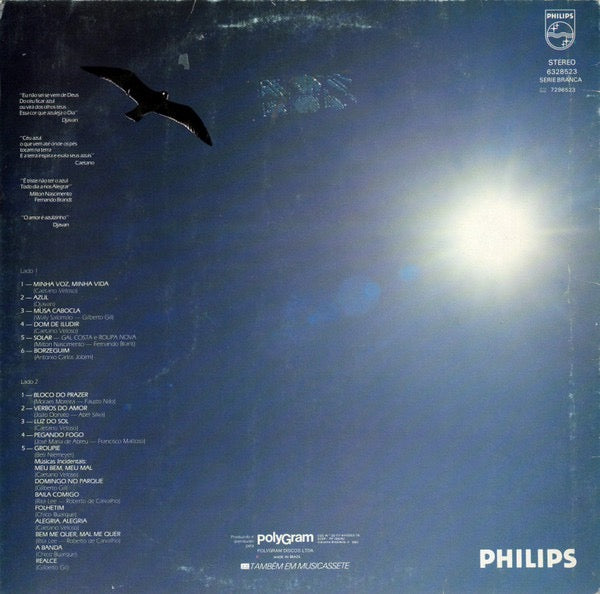 Image of Back Cover of LP - VG/VG - GAL COSTA, Minha Voz (Philips; 6328 523, Brazil 1982, Insert), Solid VG across the board.,  - 2516205C