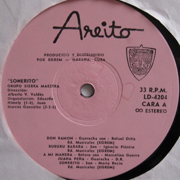 Image of Label Cover of LP - VG/VG+ - GRUPO SIERRA MAESTRA, Sonerito (Areito; LD-4204, Cuba 1987), ,  - 2516219C
