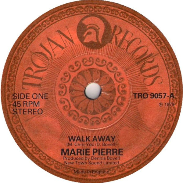 Image of Front Cover of 7" - /VG+ - MARIE PIERRE, Walk Away (Trojan Records; TRO 9057, UK 1979, Solid Centre), Shiny clean.,  - 2556152S