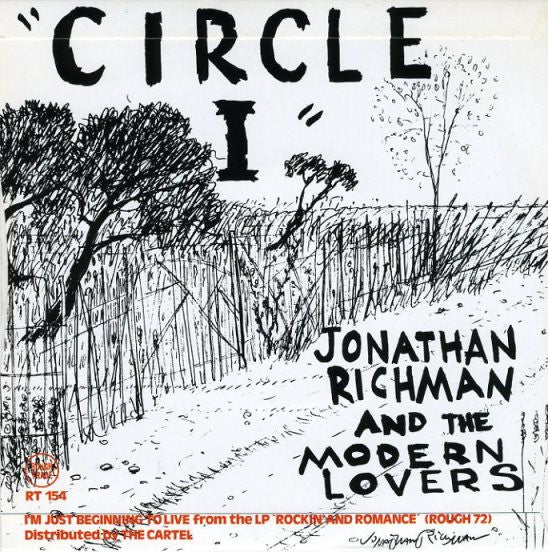 Image of Back Cover of 7" - VG/VG - JONATHAN RICHMAN & THE MODERN LOVERS, I'm Just Beginning To Live / Circle I (Rough Trade ; RT 154, UK 1985, Picture Sleeve), Strong VG, Sleeve Lightly Creased And Stained,  - 2526274E