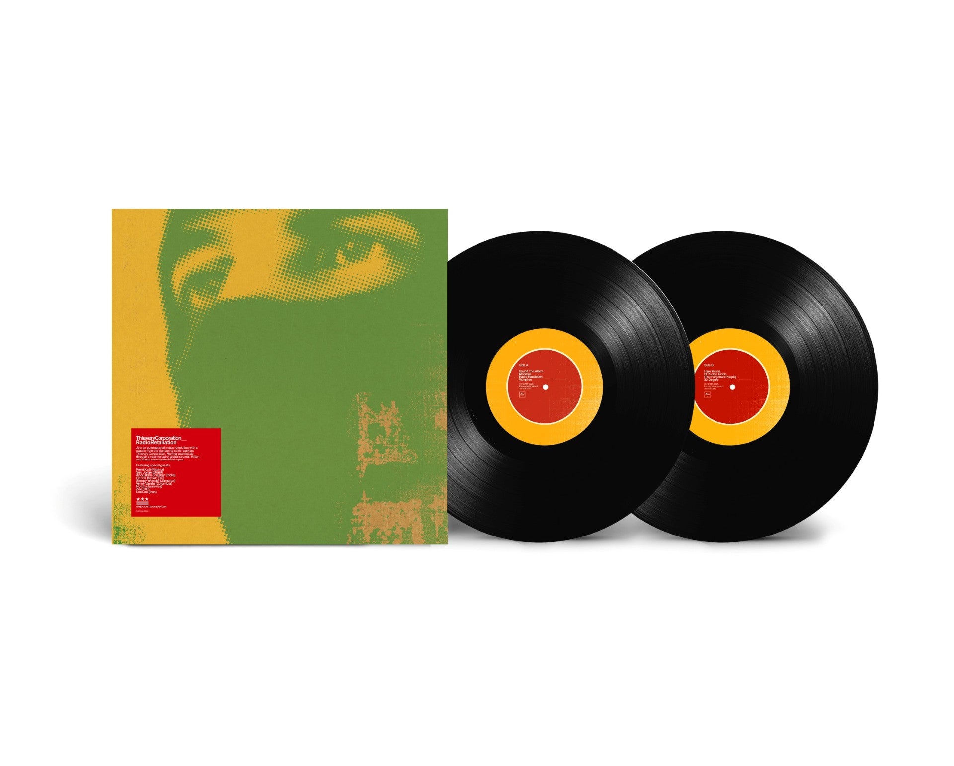 Image of Back Cover of 2xLP - NEW/NEW - THIEVERY CORPORATION, Radio Retaliation (Thievery Corporation; PWM8811, Europe 2026 Reissue, Gatefold, Black Vinyl), , Radio Retaliation is the fifth studio album by Thievery Corporation, originally released in 2008. Featuring guest vocalists and musicians Femi Kuti, Seu Jorge, Anouska Shankar, Sleepy Wonder, LouLou and more. Includes the singles “Sweet Tides,” “(the forgotten people),” and “Sound The Alarm.” This album has not been pressed since 2014. This CD and dou