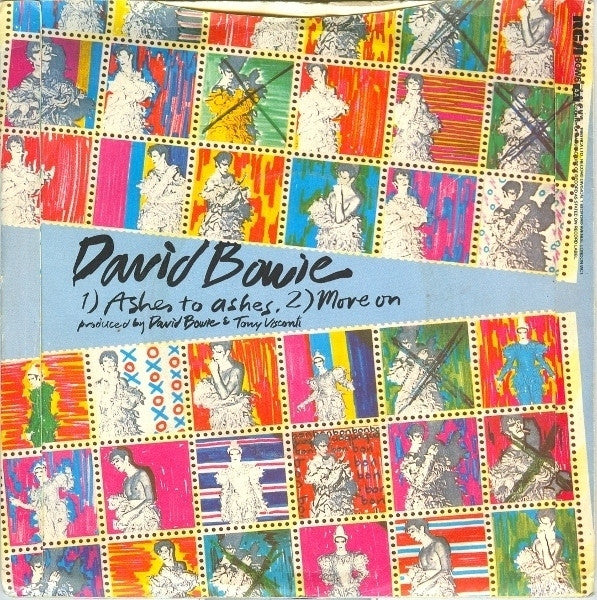 Image of Back Cover of 7" - VG/VG - DAVID BOWIE, Ashes to Ashes / Move On (RCA; BOW6, UK 1980, Bowie Holding Shoe To Ear Sleeve, With Stamps), ,  - 2526269E