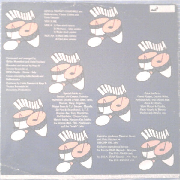 Image of Back Cover of 12" - VG/VG+ - KEYS & TRONICS ENSEMBLE, You X Me (Irma CasaDiPrimordine; ICP 016, Italy 1990, Picture Sleeve), Sleeve has small split at bottom. Only few surface marks on vinyl.,  - 2546168S
