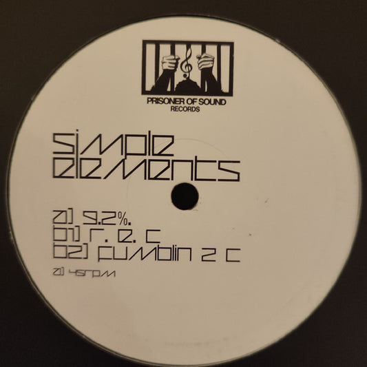 Image of Front Cover of 2x12" - /VG+ - SIMPLE ELEMENTS, 9,2% (Prisoner Of Sound ; POSR 001, UK 2018), Strong VG+,  - 2546171S