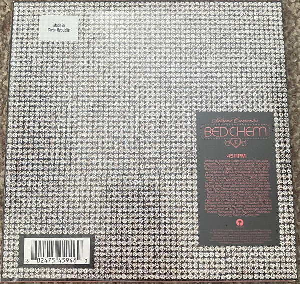 Image of Back Cover of 7" - M/M - SABRINA CARPENTER, Bed Chem (Island Records ; 00602475459460, Europe 2025, Picture Sleeve, Silver Vinyl), SEALED,  - 2526304E