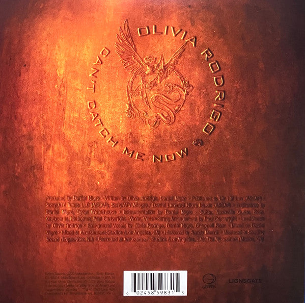 Image of Back Cover of 7" - VG+/EX - OLIVIA RODRIGO, Can't Catch Me Now (Geffen Records ; 602458598315, USA & Europe 2023, Picture Sleeve, One Side Etched), Sleeve Creased,  - 2526298E