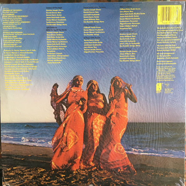 Image of Back Cover of LP - VG/VG - THE JONES GIRLS, At Peace With Woman (Philadelphia International Records; PZ 36767, US 1980s Reissue), Sleeve has shrink-wrap. Creases in places, plus wear along opening,  - 2516325C