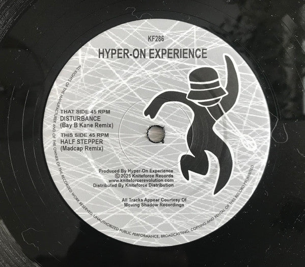 Image of Label Cover of 10" - VG+/G+ - HYPER-ON EXPERIENCE, Disturbance / Half Stepper (Remixes) (Kniteforce Records; KF286, UK 2025, Picture Sleeve), Hairline marks only, plays VG/VG+.,  - 2546189S