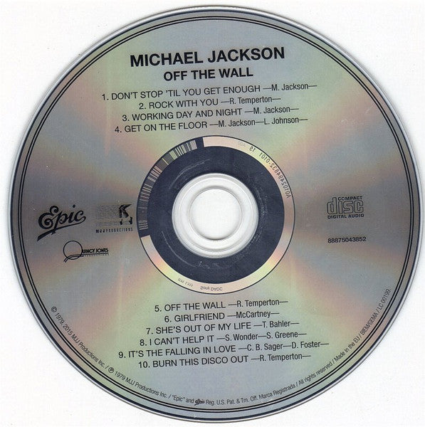 Image of Back Cover of CD - NEW/NEW - MICHAEL JACKSON, Off The Wall (Epic; 88875043852, Europe 2015 Reissue, Jewel Case), ,  - 2536345E
