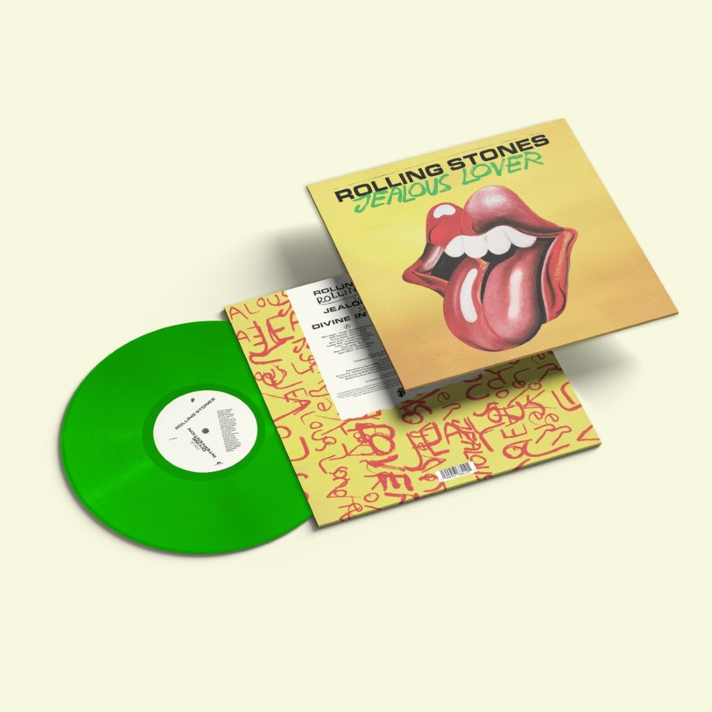 Image of Back Cover of 10" - NEW/NEW - THE ROLLING STONES, Jealous Lover (Polydor; 5768410, Europe 2026, Card Sleeve, Inner, Green Vinyl), , As anticipation for The Rolling Stones’ Foreign Tongues album grows ever more feverish, the legendary band have served up another irresistible preview with the new single ‘Jealous Lover’. It’s the latest fantastic example of the Stones’ effortless ability to switch between styles, as they glide from the pop-rock dynamism of ‘In The Stars’ to this soulful groove featuri