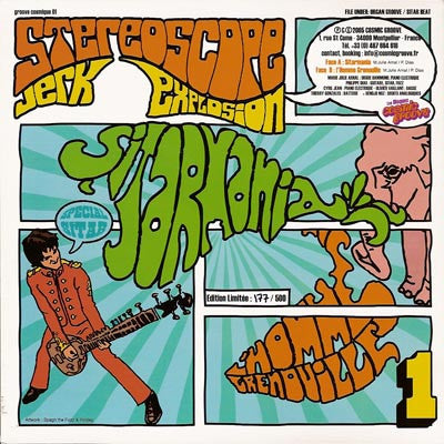 Image of Back Cover of 7" - VG/VG+ - ST R OSCOPE JERK EXPLOSION, Sitarmania / L'Homme Grenouille (Cosmic Groove; Groove Cosmique 01, France 2005, Picture Sleeve, Numbered), Sleeve has bumped corner. 301/500,  - 2516336C