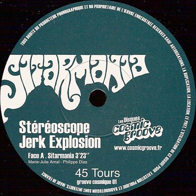 Image of Label Cover of 7" - VG/VG+ - ST R OSCOPE JERK EXPLOSION, Sitarmania / L'Homme Grenouille (Cosmic Groove; Groove Cosmique 01, France 2005, Picture Sleeve, Numbered), Sleeve has bumped corner. 301/500,  - 2516336C