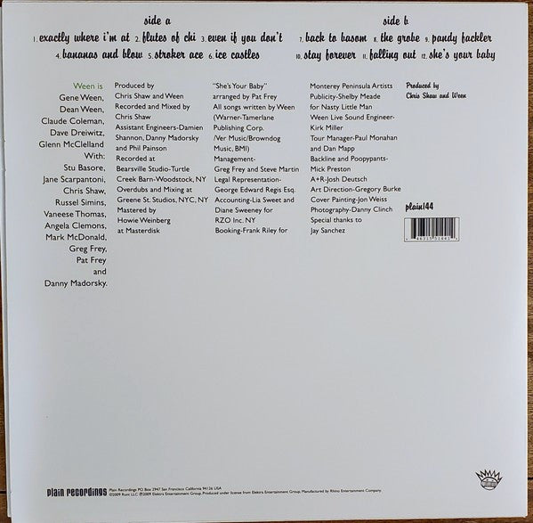 Image of Back Cover of LP - VG+/VG+ - WEEN, White Pepper (Plain Recordings; plain144, US 2021 Reissue, Inner, White Vinyl), ,  - 2546160S