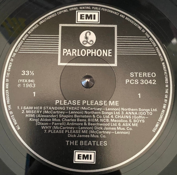 Image of Label Cover of LP - VG+/VG+ - THE BEATLES, Please Please Me (Parlophone Silver/Black - 2 EMI Boxes; PCS 3042, UK 1984 Reissue), ,  - 2526325E
