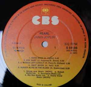 Image of Label Cover of LP - VG/VG - JANIS JOPLIN, Pearl (CBS/Sony; SOPC 57107, Japan 1971, No Obi), ,  - 2526370E