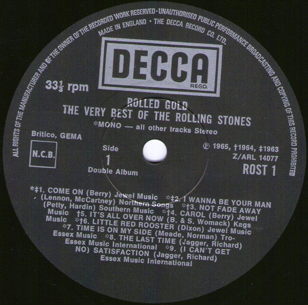 Image of Label Cover of 2xLP - VG/VG - THE ROLLING STONES, Rolled Gold - The Very Best Of The Rolling Stones (Decca; ROST 1/2, UK 1978 Reissue, Gatefold), ,  - 2526333E