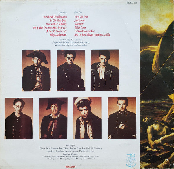 Image of Back Cover of LP - VG/G - THE POGUES, Rum Sodomy & The Lash (Stiff Records Black Labels With Only Stiff Music Publishing Credit On Side 1; SEEZ 58, UK 1985, Inner), Lots of wispy hairlines, All very light and nothing feelable, Strong VG sleeve,  - 2516109C