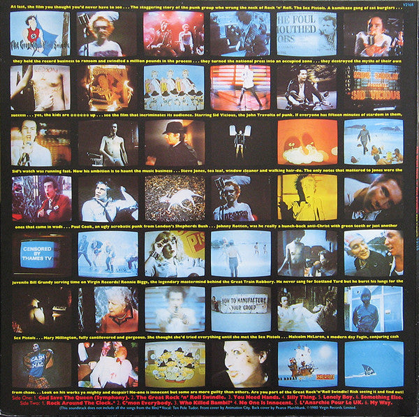 Image of Back Cover of LP - VG/VG - SEX PISTOLS, The Great Rock 'N' Roll Swindle (Virgin Green/Red; V2168, UK 1980, Missing the book/newspaper. ), ,  - 2526334E